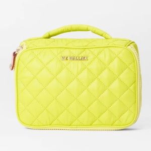 MZ Wallace Acid Yellow Zip Round Cosmetic Case